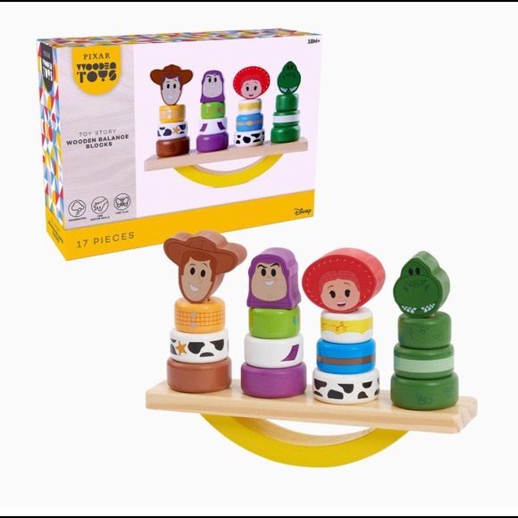 Disney Other - “Toy Story” Wooden Balance Blocks from Pixar Wooden Toys Collection